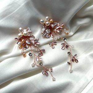 Wedding earrings long never worn rose gold